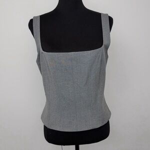 Zara Gray Corset Stretch Back Zip Top Size L